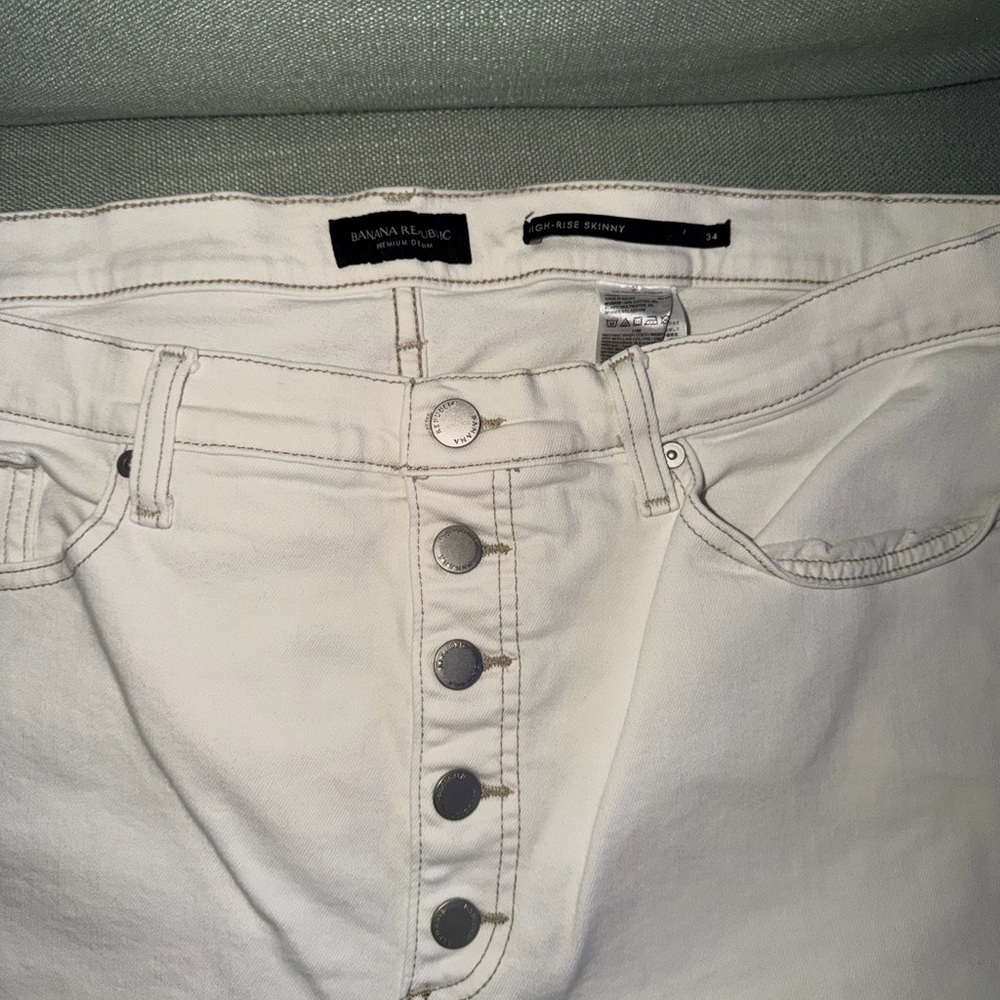 Banana Republic Cream Button-Fly Jeans